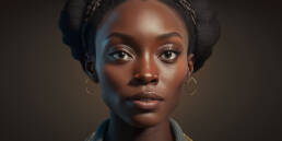 Portrait der nigerianischen Schriftstellerin Chimamanda Ngozi Adichienatur (created with MidJourney)