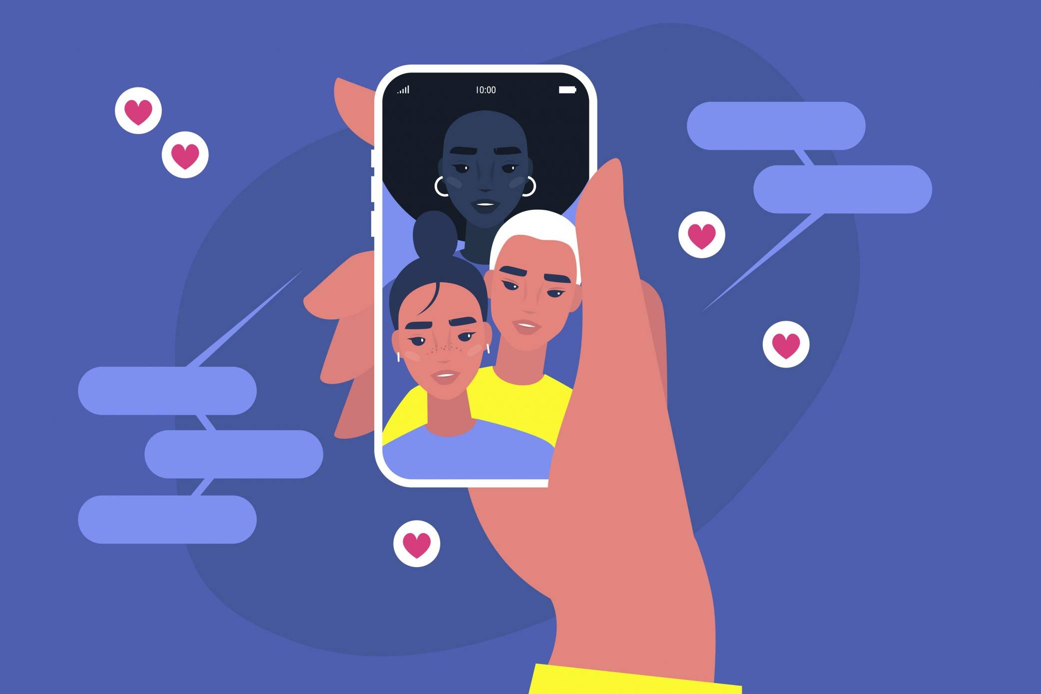 Vernetztes Europa: Menschen kommunizieren über unabhängige Social-Media-Plattformen, Symbol für digitale Souveränität, Datenschutz und Demokratie.